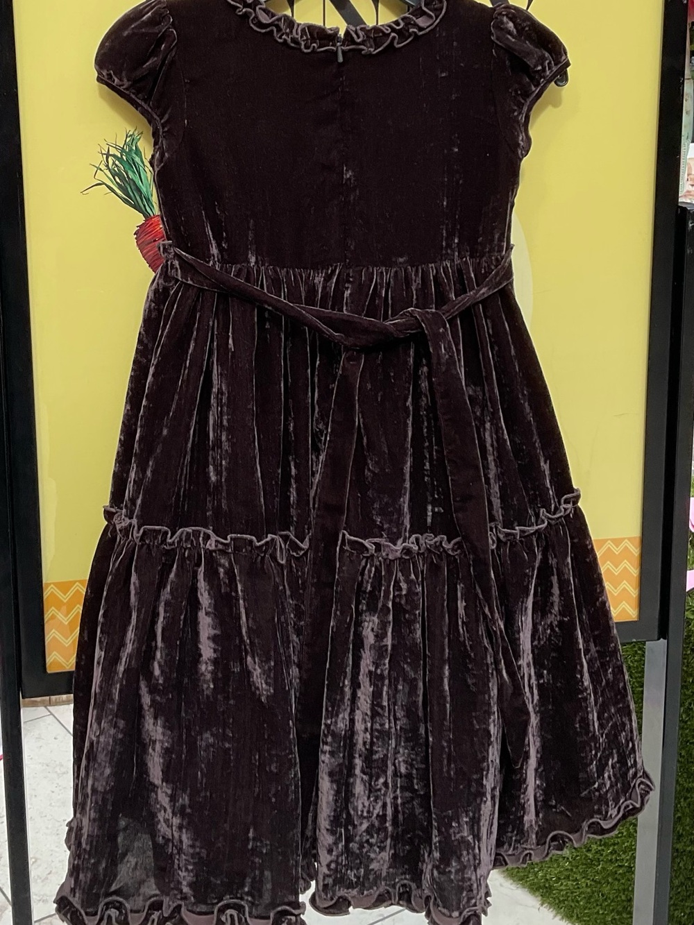 Talbots Kids Velvet Tiered Dress - Brown Size 8